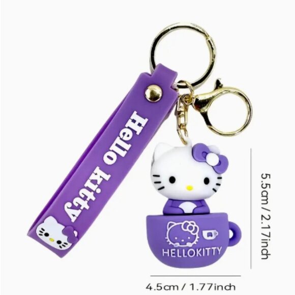 Hello Kitty Teacup Keychain with Wrist Strap Choose Your Color NWT - Picture 2 of 2